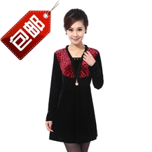 2013中老年女装秋装气质妈妈长袖连衣裙批发中年女装厂家直销