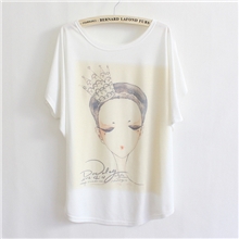 2013早春新款日韩版时尚皇冠女孩蝙蝠衫宽松短袖女装T恤批发6556