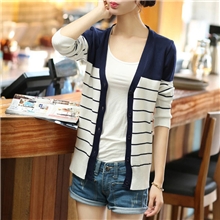 厂家直销2013秋装新品条纹长袖女式针织衫开衫外套毛衣女装批发