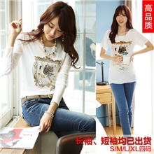 优质版外贸原单韩版女装春夏新款纯棉百搭职业女装长袖T恤打底衫