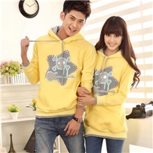 秋冬情侣装批发带帽套头韩版女装长款大码女加绒加厚卫衣B356266