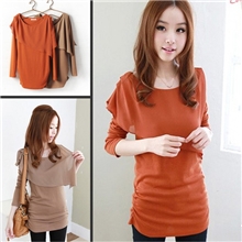 2013新款女甜美斜边雪纺侧抓皱棉质打底衫t恤修身女式T恤