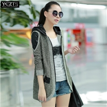 秋装新款韩版休闲大码女装宽松显瘦中长款外套风衣针织衫女