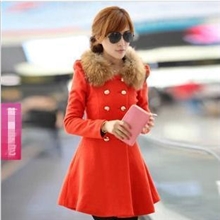 2013冬装新品毛呢外套冬季修身羊毛领双排扣修身呢子大衣