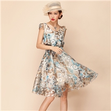 2013夏季新款大码女装夏背心公主裙欧根纱连衣裙欧美品牌天猫货源