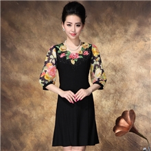 雪纺连衣裙夏季新款收腰韩国绣花真丝大码女装批发一件代发105