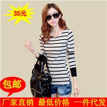 纯棉长袖t恤批发新款女式t恤印花女装t恤纯棉长袖打底衫女士