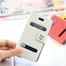 iPhone5开窗talk手机壳超薄左右开翻苹果5双开侧翻皮套壳手机壳