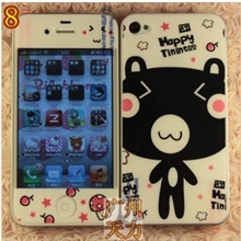 批发苹果iphone4膜4s膜彩贴彩色保护膜背贴膜卡通贴膜手机膜彩绘