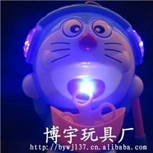 新款手提灯光音乐吹泡泡灯笼卡通灯笼叮当猫灯笼