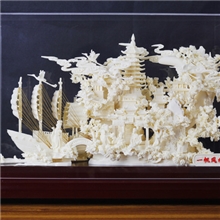 骨雕礼品《一帆风顺》仿象牙雕工艺高档中秋节礼品武汉骨雕厂家