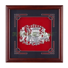 生产供应装饰画高档银画民间刺绣画民间画银饰