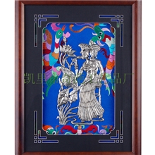 生产销售装饰画高档银画民间刺绣画民间画