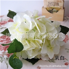 [爆款]高档仿真花绢花批发外贸原单短枝绣球紫阳花乳白