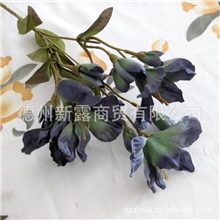 【新露】高档仿真花批发绢花批发欧式秋色珍珠百合深蓝