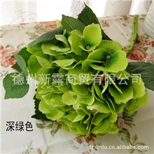 新款手感高档仿真花绢花批发外贸原单短枝绣球深绿到货