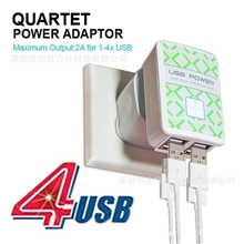 新款欧规4USB三星ipad充电器全球通英规4口5V2.1AUSB充电器