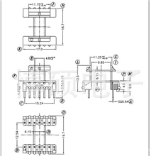 EF16卧式7+7插件电木变压器骨架