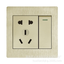 土豪金墙壁开关代理墙壁开关加盟一开五孔墙壁开关插座