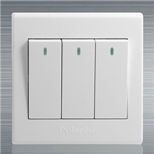 三开双控A1系列三位开关双控墙壁开关钢架全PC阻燃材料
