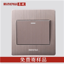 名锐86家用墙壁开关插座面板香槟金钢架一开单控
