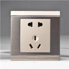 家用墙壁开关插座面板香槟金五孔钢架插座