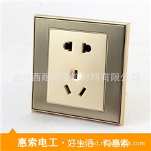 厂家供应86型插座V6香槟拉丝金开关插座