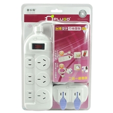 普乐购(PLUGO)PS30218WH插座6位国标2+3孔易力拔2位国标2孔插