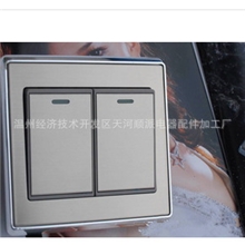 厂家供应顺派银边不锈钢拉丝墙壁开关.插座二开单控