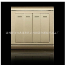 厂家批发香槟拉丝顺派系列四开单墙壁开关插座
