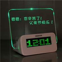 批发供应好时达电子钟懒人创意闹钟静音夜光多功能萤光留言板