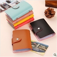 J917小羊皮纹卡包淑女皮质搭扣卡套24位银行卡包糖果色卡夹50