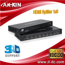厂家直销hdmi分配器1进8出HDMI分配器1.4版1080p3d