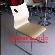 曲木椅肯德基餐椅快餐椅休闲椅饭店不锈钢餐椅单椅钢筋