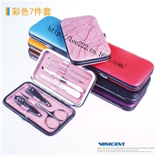 【现货批发】7件套彩色女仕碳钢美甲工具套装[闪电纹]