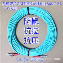 20米防鼠抗拉抗压OM3万兆多模双芯铠装光纤跳线定做LC/SC/ST/FC