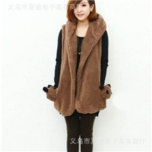 2014新款秋冬批发韩版女装毛毛休闲时尚熊猫女士马甲背心外套