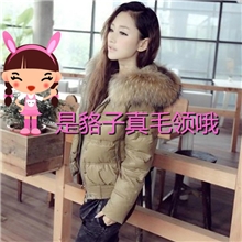 裸婚时代童佳倩姚笛同款超大貉子毛领韩版短款女式羽绒服女批发