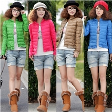 批发新款春装机车薄款立领女装羽绒服修身女短款羽绒服一件代发