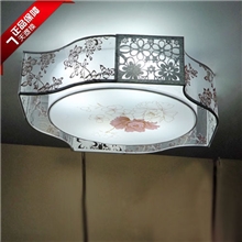LED吸顶灯中式羊皮吸顶灯牡丹花卧室吸顶灯客厅吸顶灯具灯饰