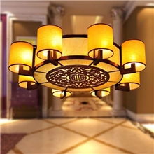 中式羊皮吸顶灯客厅灯餐厅吊灯卧室灯木艺仿羊皮工程灯饰