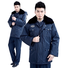 批发新式多功能大衣防寒服保安羊绒棉大衣外套保安加厚冬装棉袄