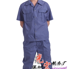 耐磨易洗工作服，短袖涤棉工作服，短袖纯棉纱卡工作服