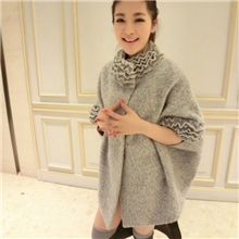 秋冬季韩版新款女装百搭斗篷式宫廷风毛呢大衣蝙蝠袖宽松风衣外套