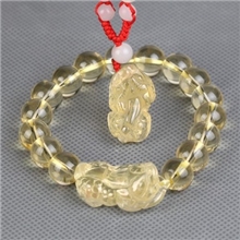 开光天然水晶手链巴西黄水晶貔貅手链吊坠男女招财辟邪开运保平安