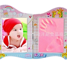 婴儿宝宝手足印，手脚印泥，手脚模，折叠相框套装宝宝手印泥