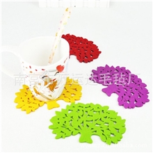 创意彩色杯子垫餐垫毛毡杯垫大树毛毡杯垫支持订做