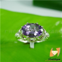 供应925纯银镶天然紫晶黄晶戒指女款戒男式戒指