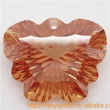 梧州厂家直销优质橘红色蝴蝶型玻璃半成品工艺品