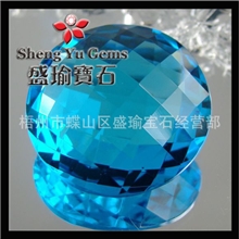 梧州宝石首饰镶嵌水晶玻璃裸石圆形双龟玻璃蓝色厂家订做批发